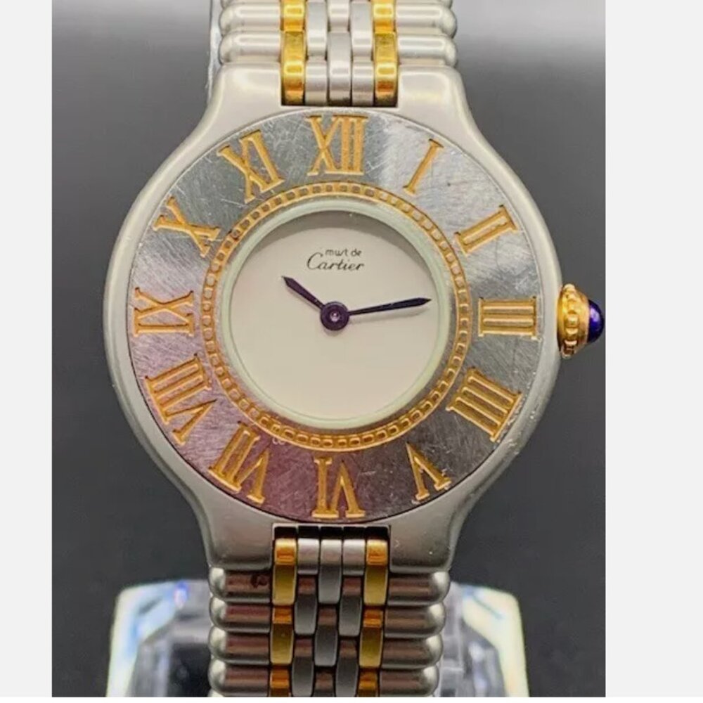 Cartier Must de Cartier Stainless Steel & Gold Swiss Made Watch - Picture 5 of 8